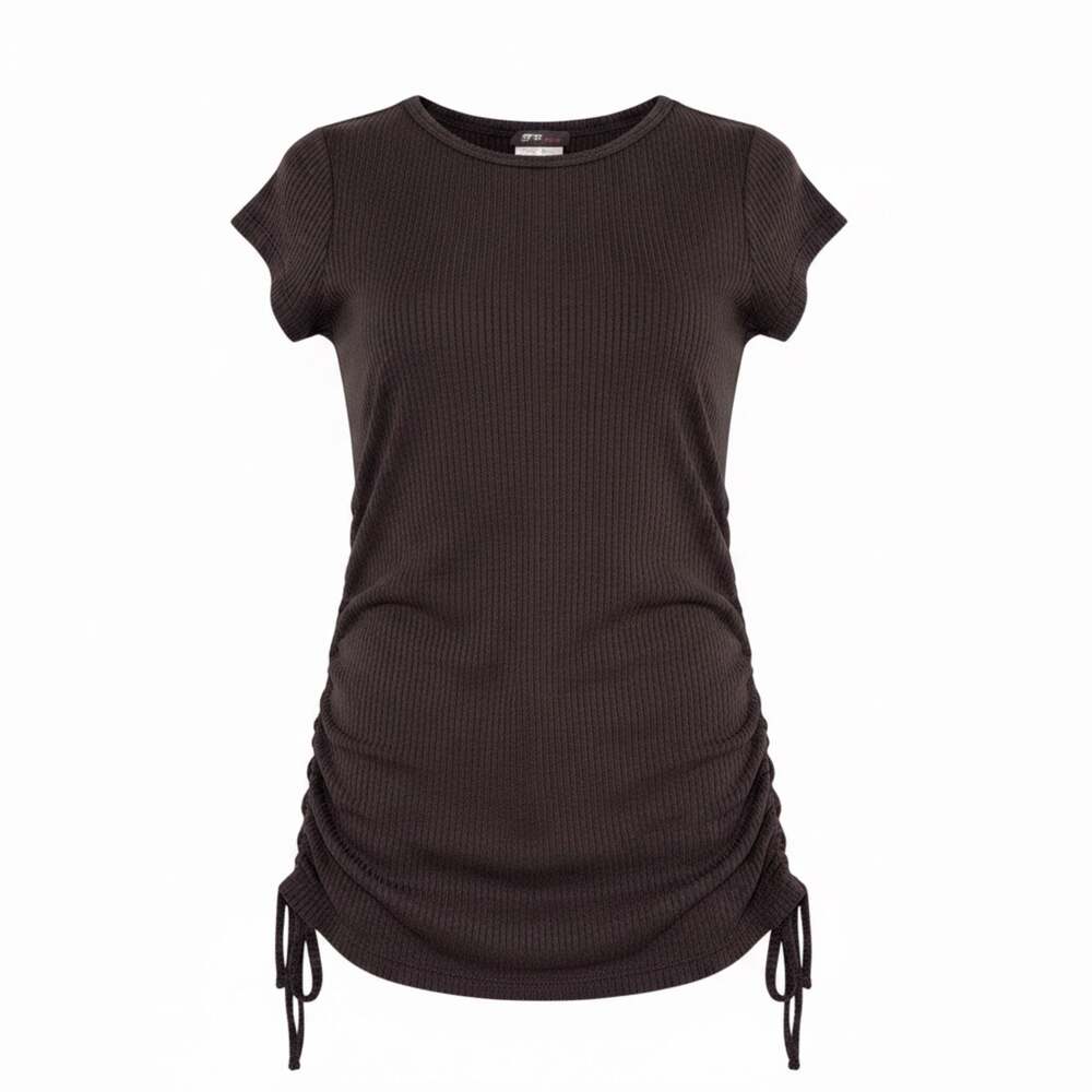 Girls Rib Knit Short Sleeve Ruched Side T-Shirt size 6